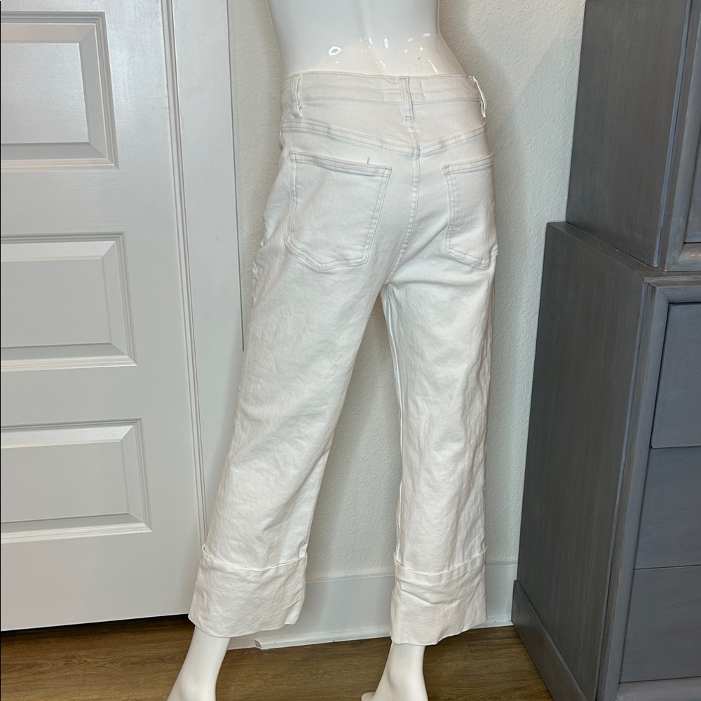Etienne Marcel Elegant White Cropped Wide Cuff Jeans for Women size 29 - Picture 4 of 9